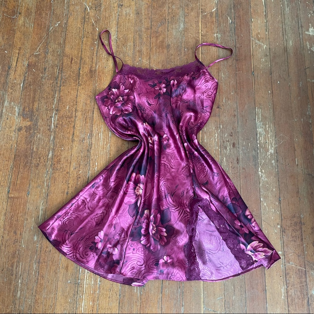 Beautiful red floral and lace vintage slip dress